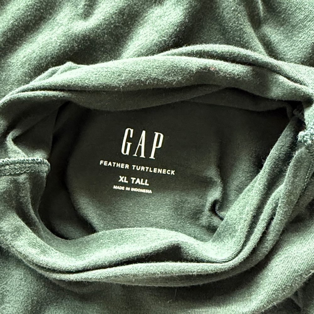 GAP Classic Green Long Sleeve Feather Turtleneck Women's Top, Size XL Tall NWT - Picture 4 of 8